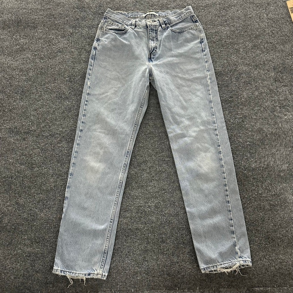 Tommy Hilfiger Jeans Womens 28 Light Wash Straight Distressed Frayed Hem